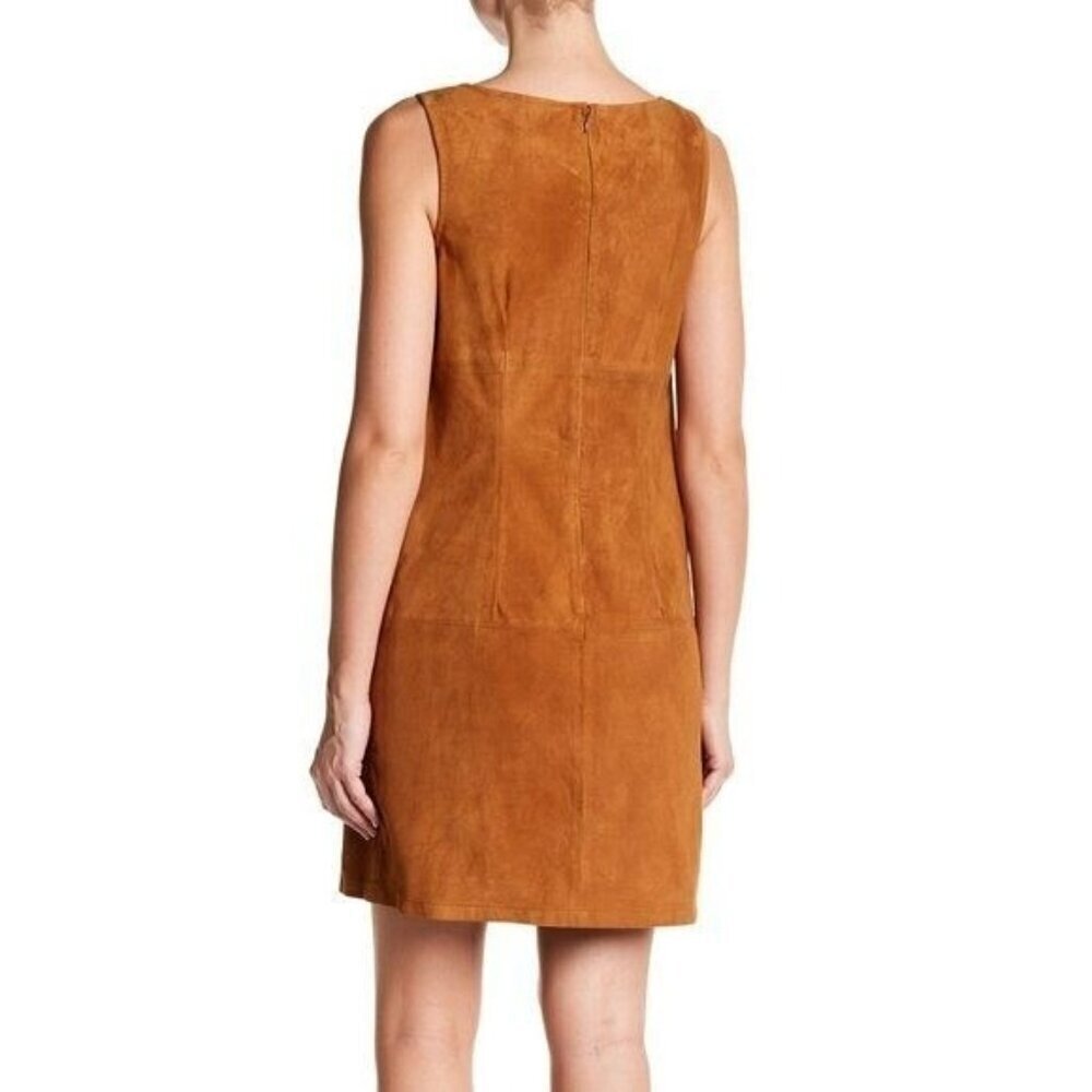 ATM Anthony Thomas Melillo Suede V-Neck Sleeveless Brown Mini Dress Size 2 - Picture 9 of 16